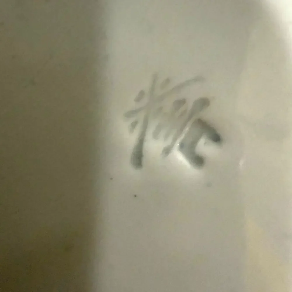 Antique Cauldon England Blue White Transferware Japonisme Floral Cabinet Plate